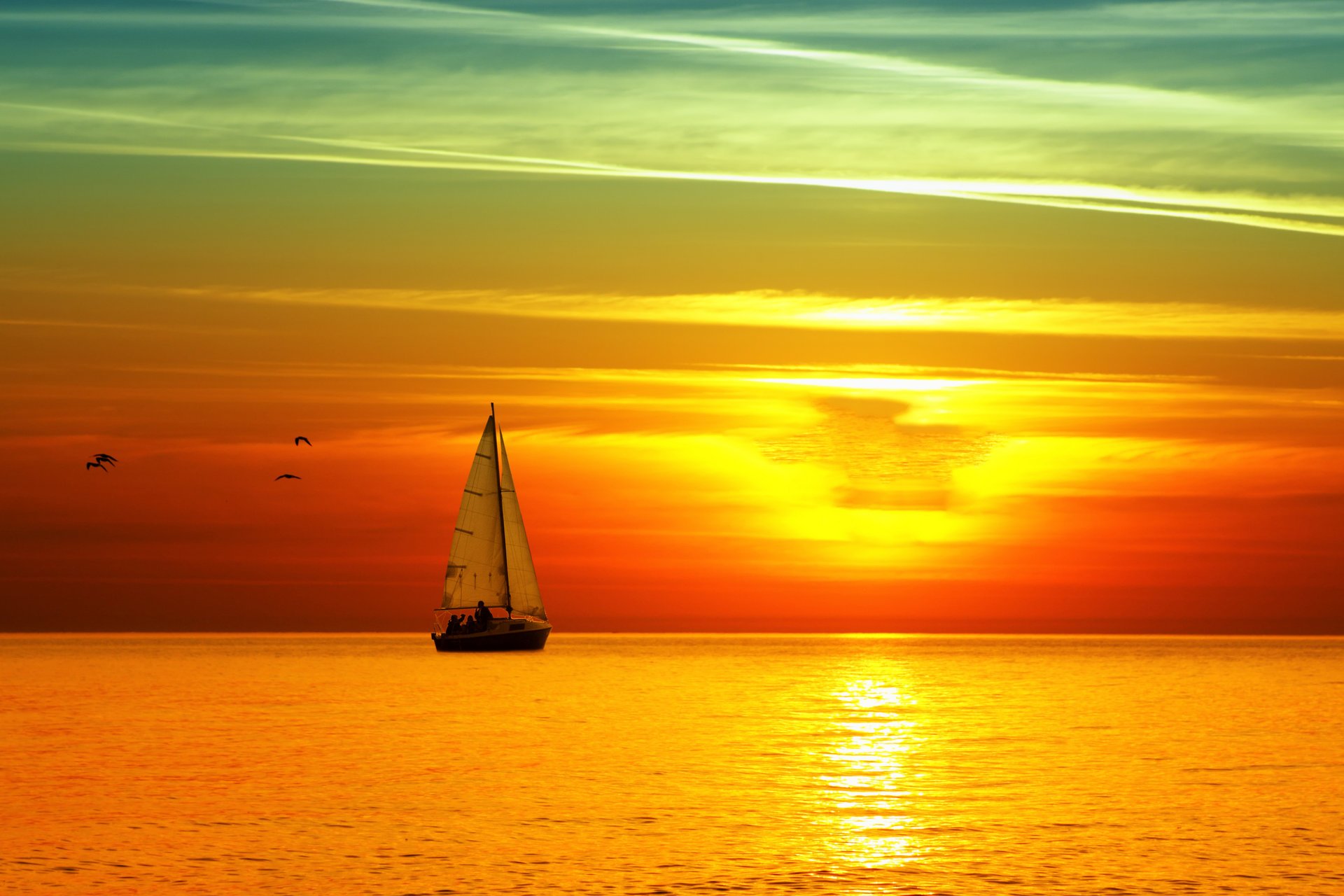 ea sunset yacht sail bright