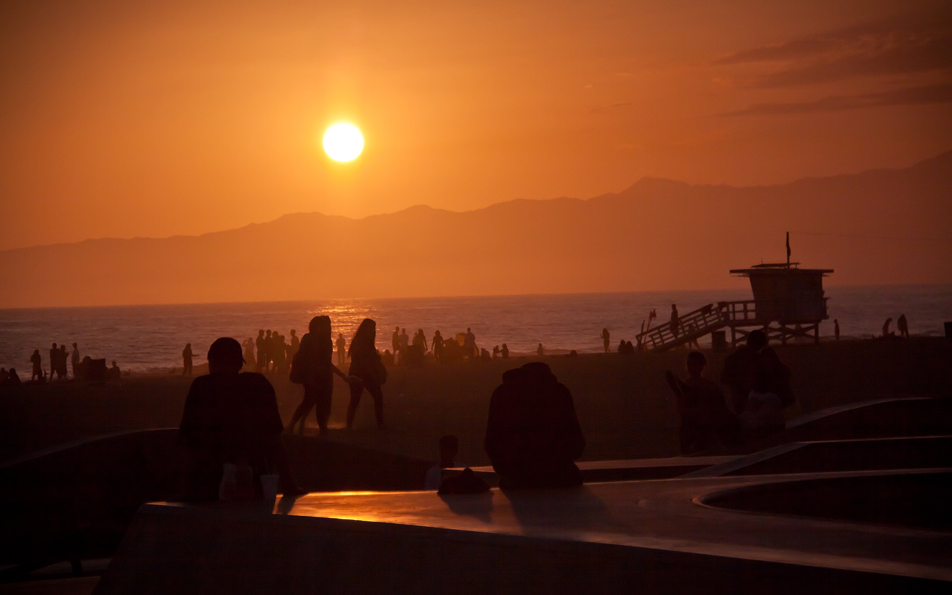 unset summer venice beach la los angeles california usa ocean