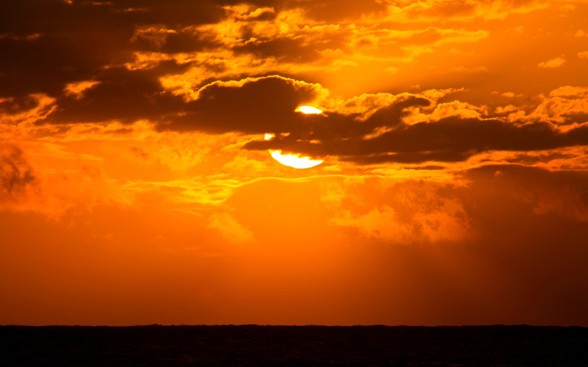 ky clouds sun sunset sea horizon