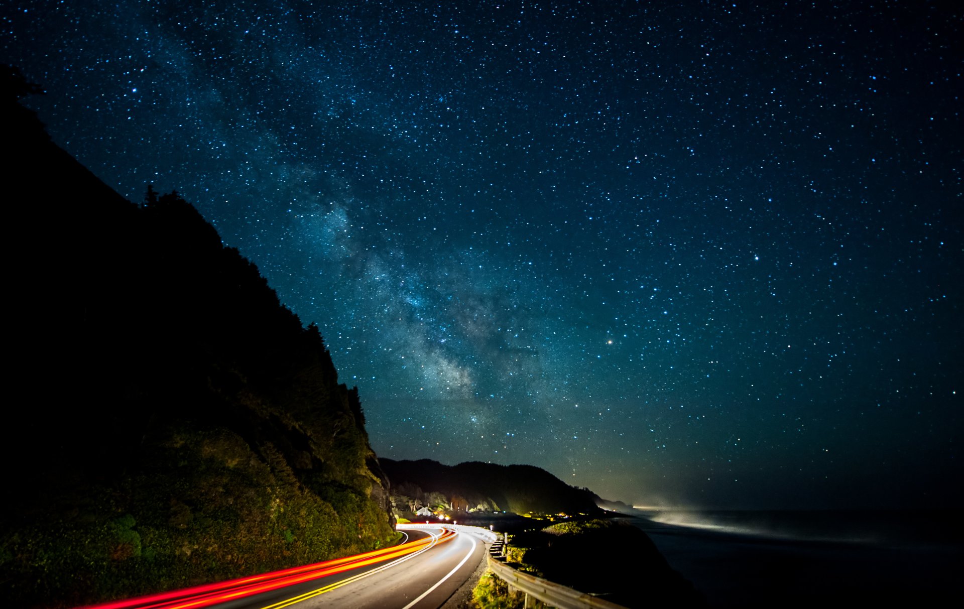 road lanterns milky way light