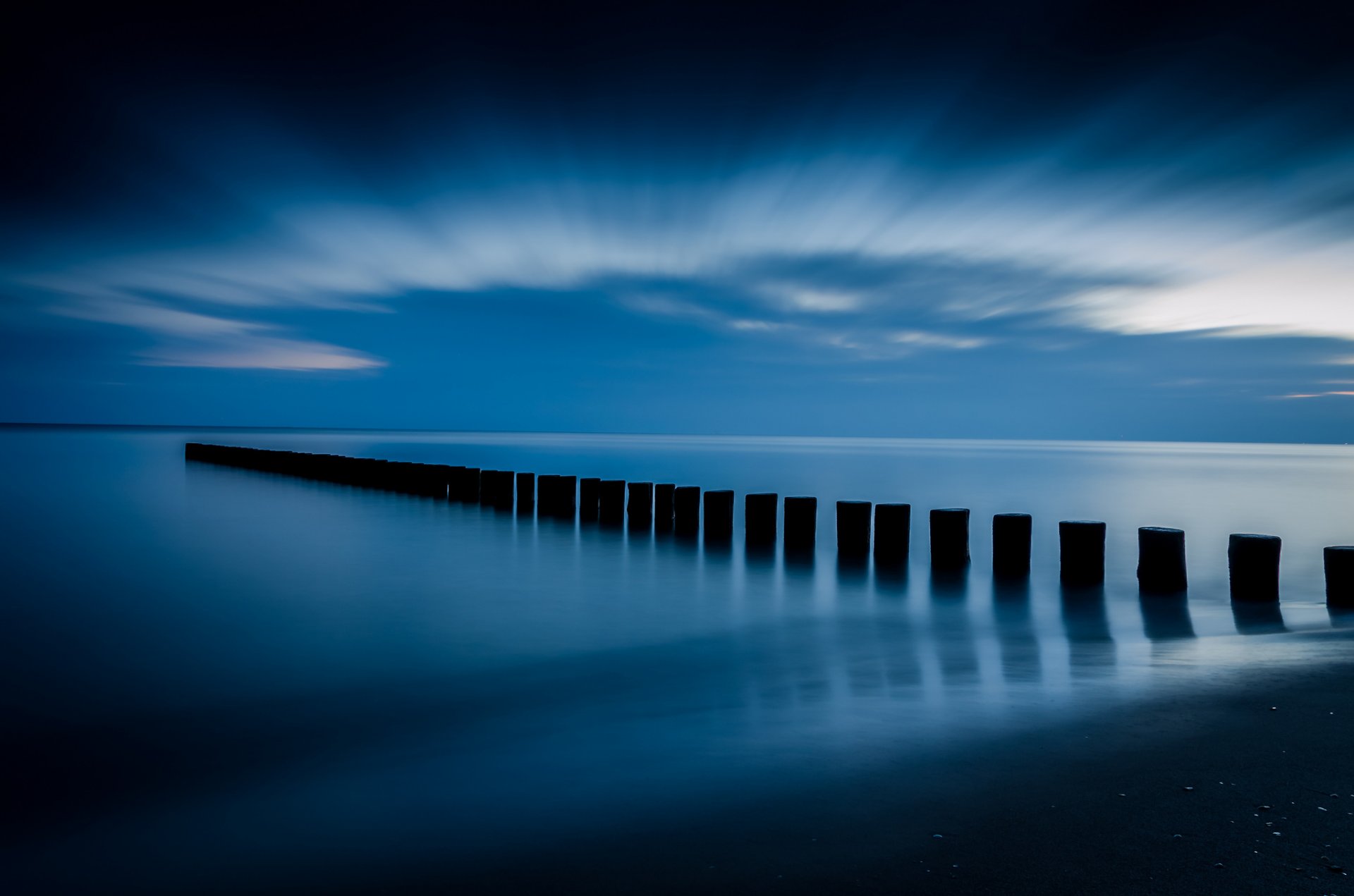 ea beach of the support calm of mind sky clouds blue before dawn