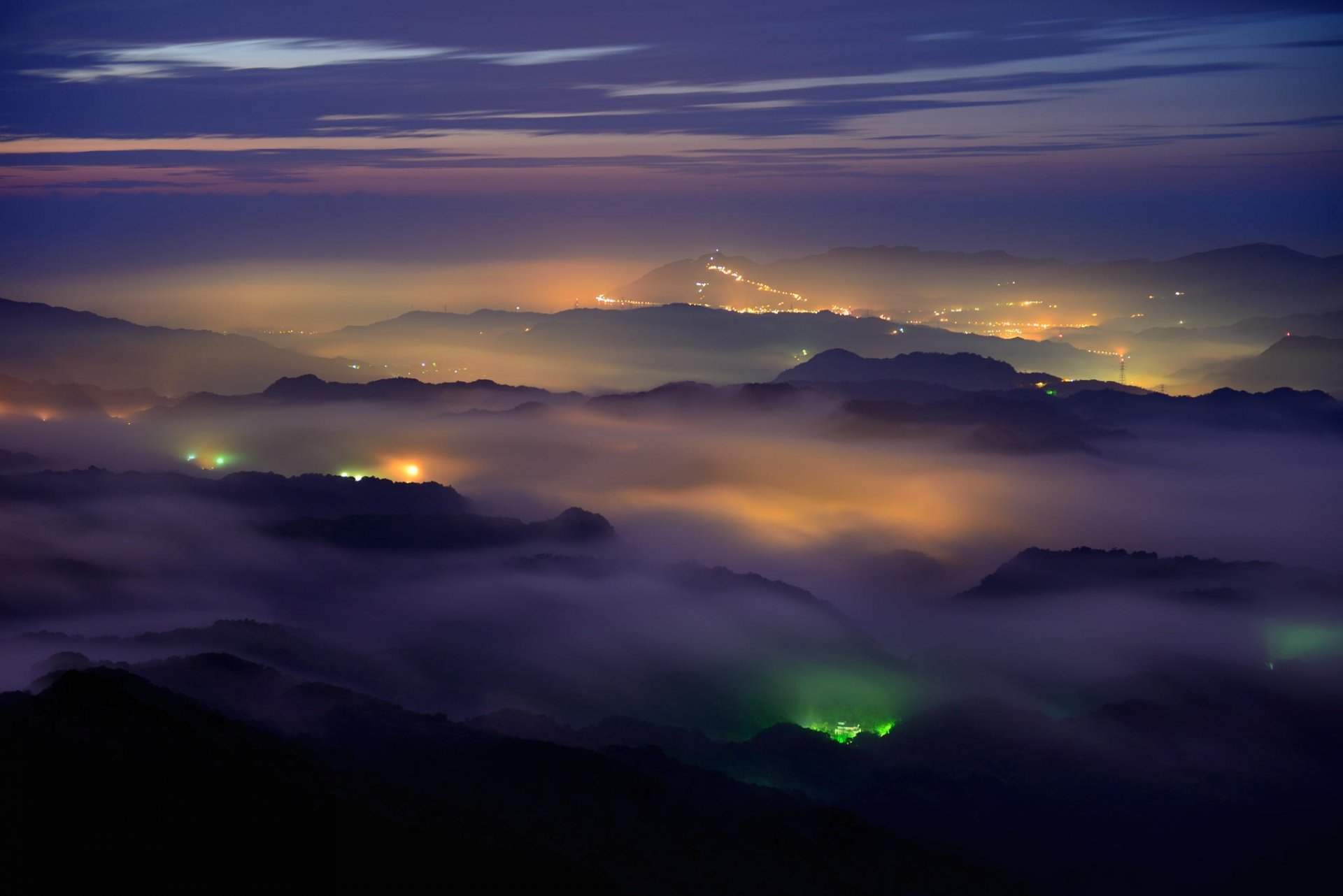 mountain night glow cloud