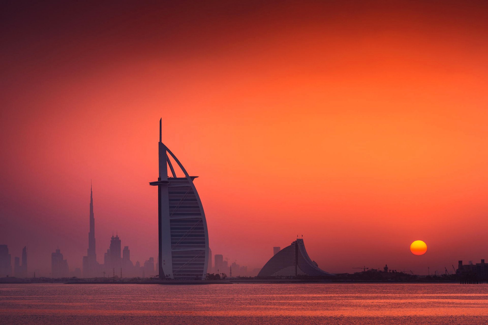 united arab emirates dubai burj al arab jumeirah beach hotel dawn sky sun