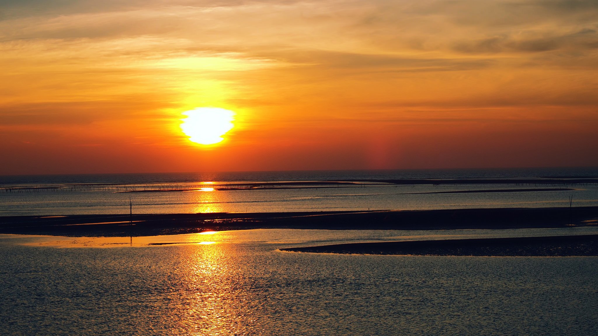 taiwan strait night sun gold sunset orange sky horizon
