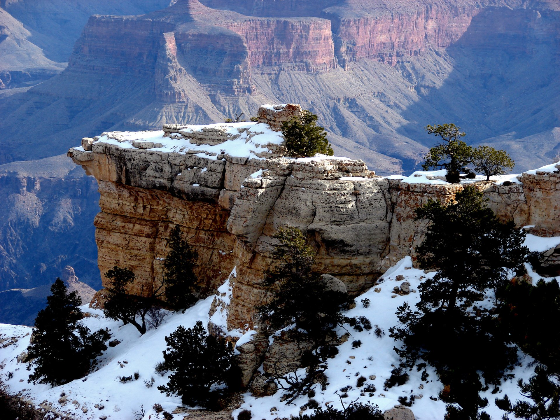 mountain rock valley snow tree
